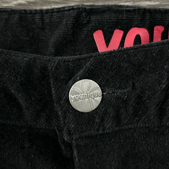 Y2K Younique Black Corduroy Ruched Tie Cargo Pants Size 5 Low Rise Fine Wale 90s - Picture 8 of 13